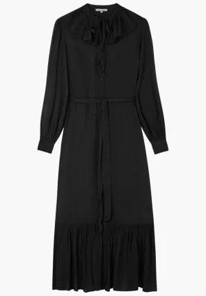 Eloise Tiered Hem Midi Dress In Black