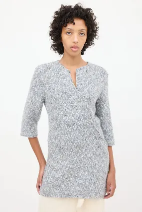 Fall 2014 Blue & Grey Boucle Asymmetrical Button Coat