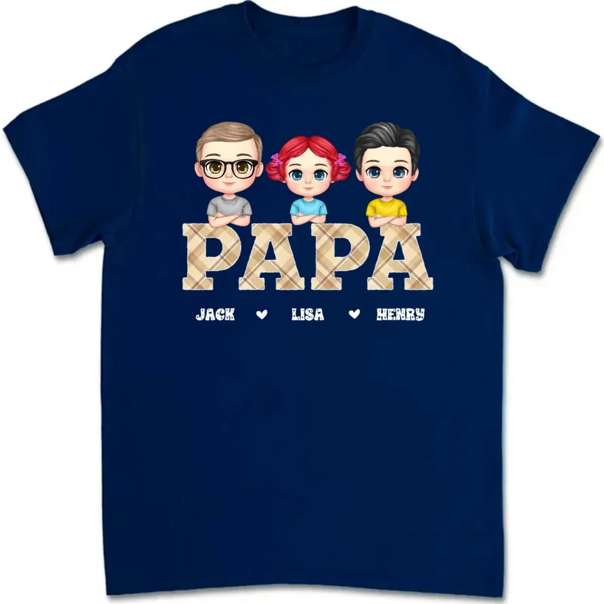 Father's Day- Vintage Papa Title - Personalized T-Shirt