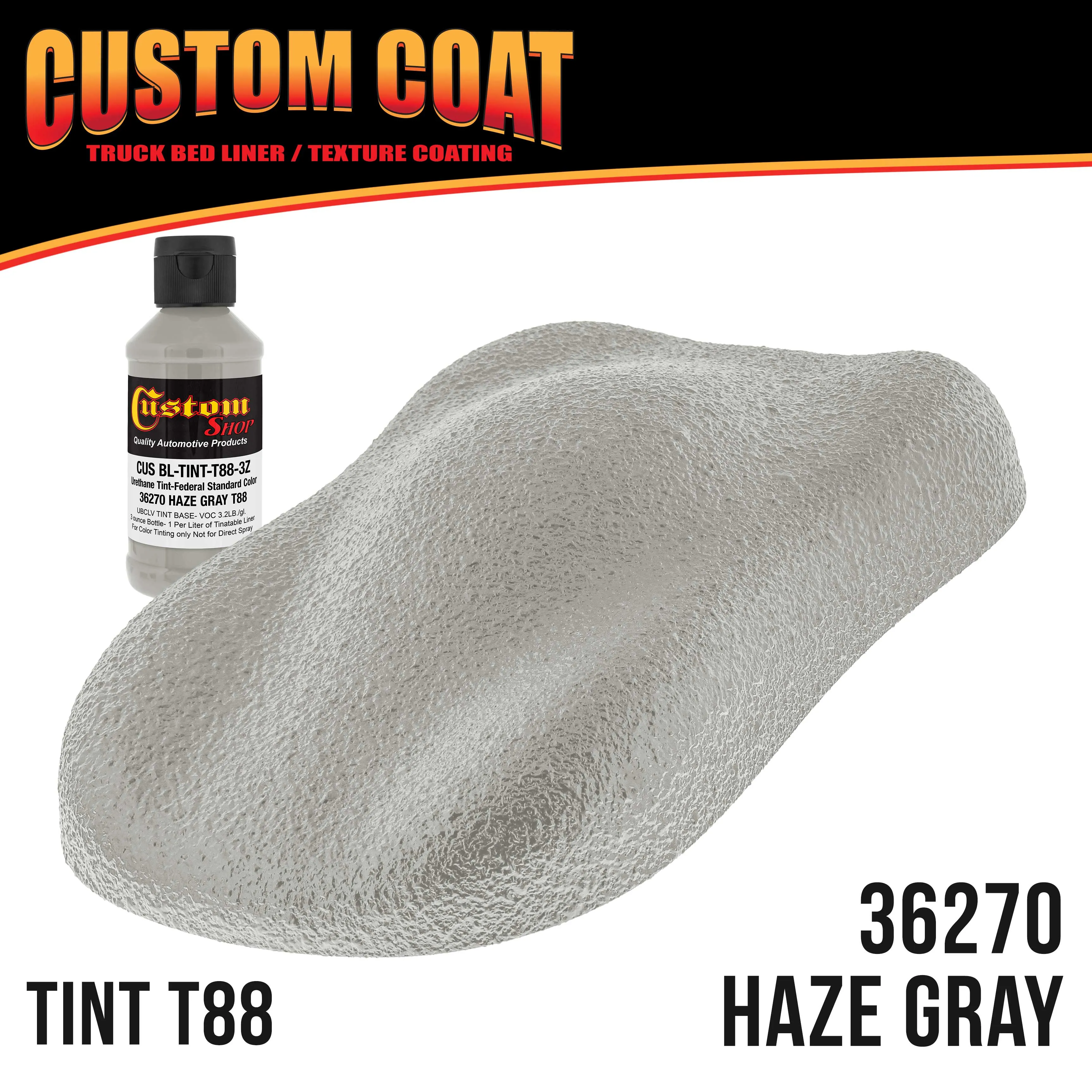 Federal Standard Color #36270 Haze Gray T88 Urethane Roll-On, Brush-On or Spray-On Truck Bed Liner, 2 Quart Kit with Roller Applicator Kit