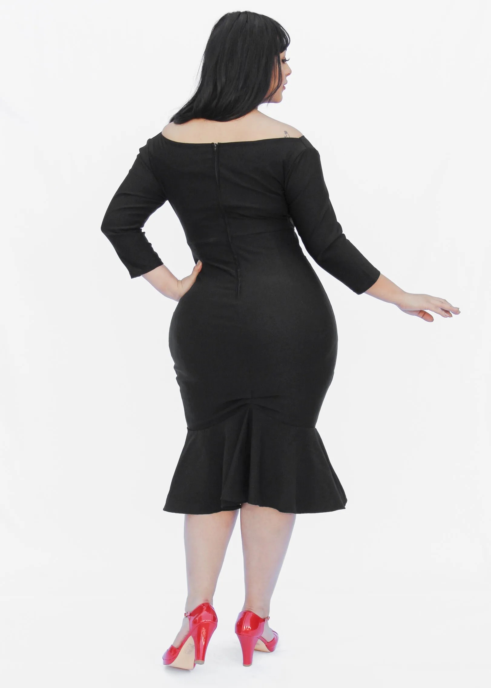 Fitted Mermaid Black Bodycon Dress # FMBD