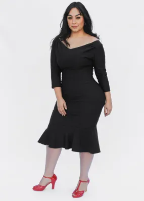 Fitted Mermaid Black Bodycon Dress # FMBD