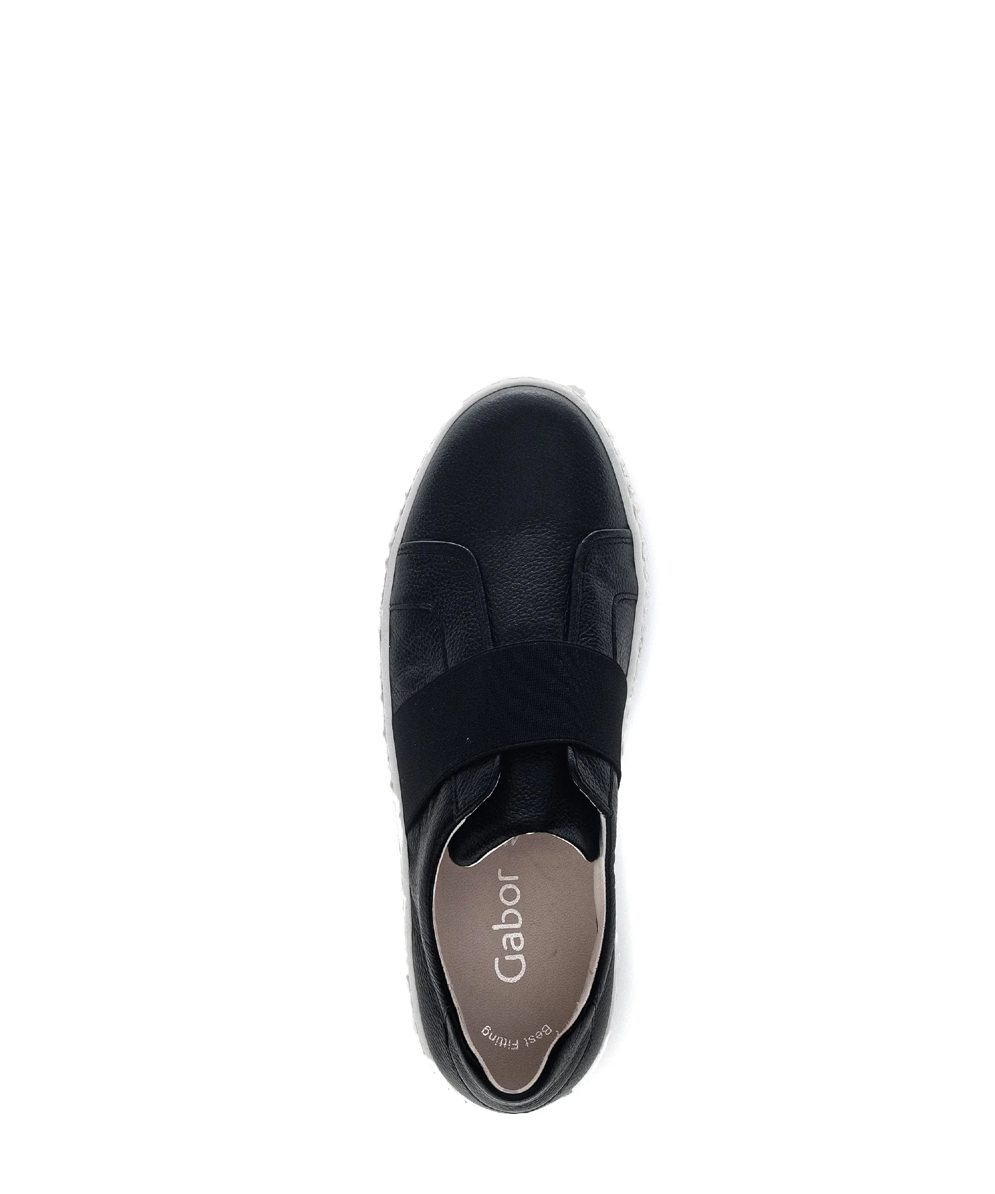 GABOR Black Leather Slip On Trainer 33627