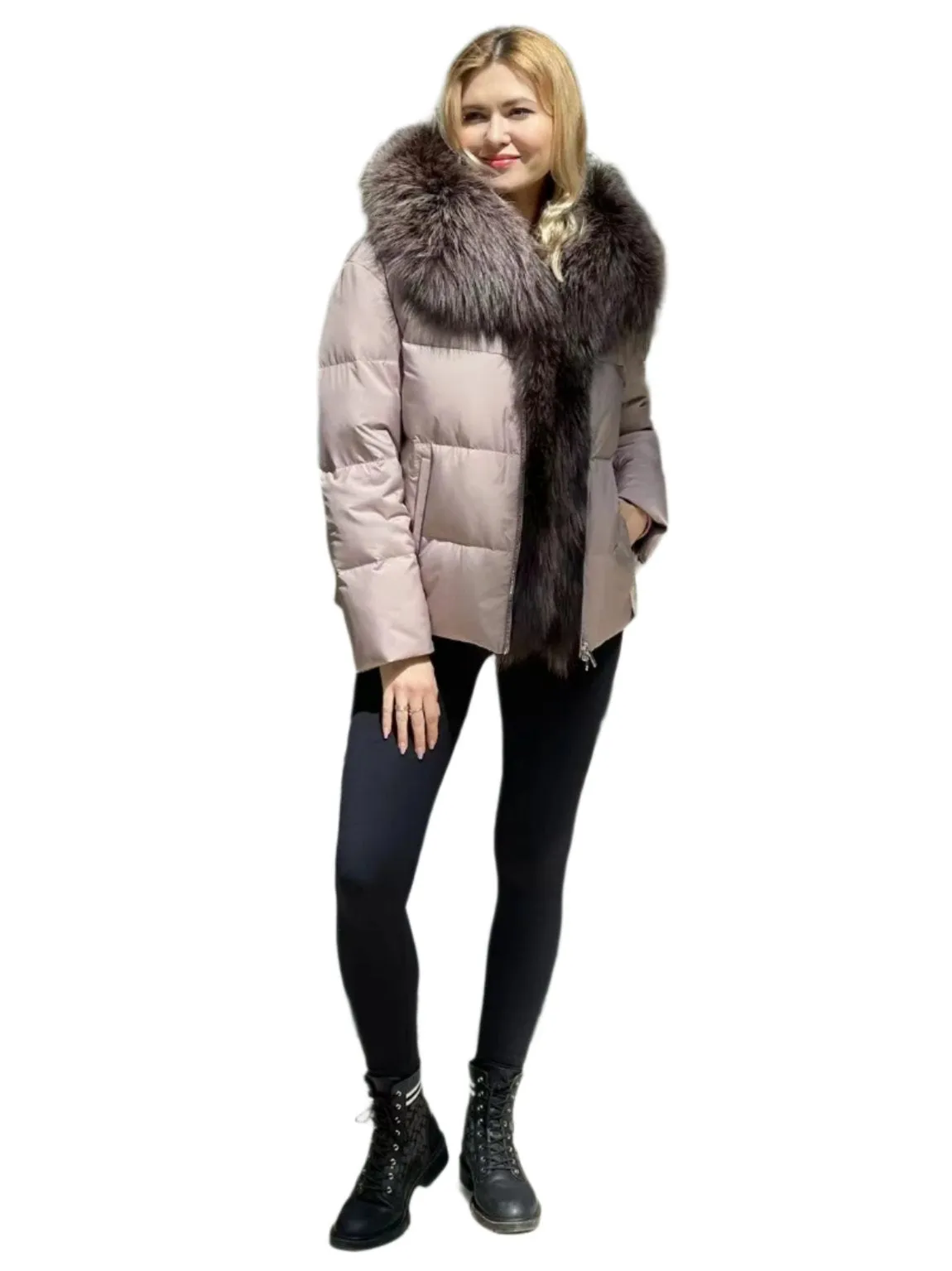 Genuine Silver Fox Down Fill Parka Jacket