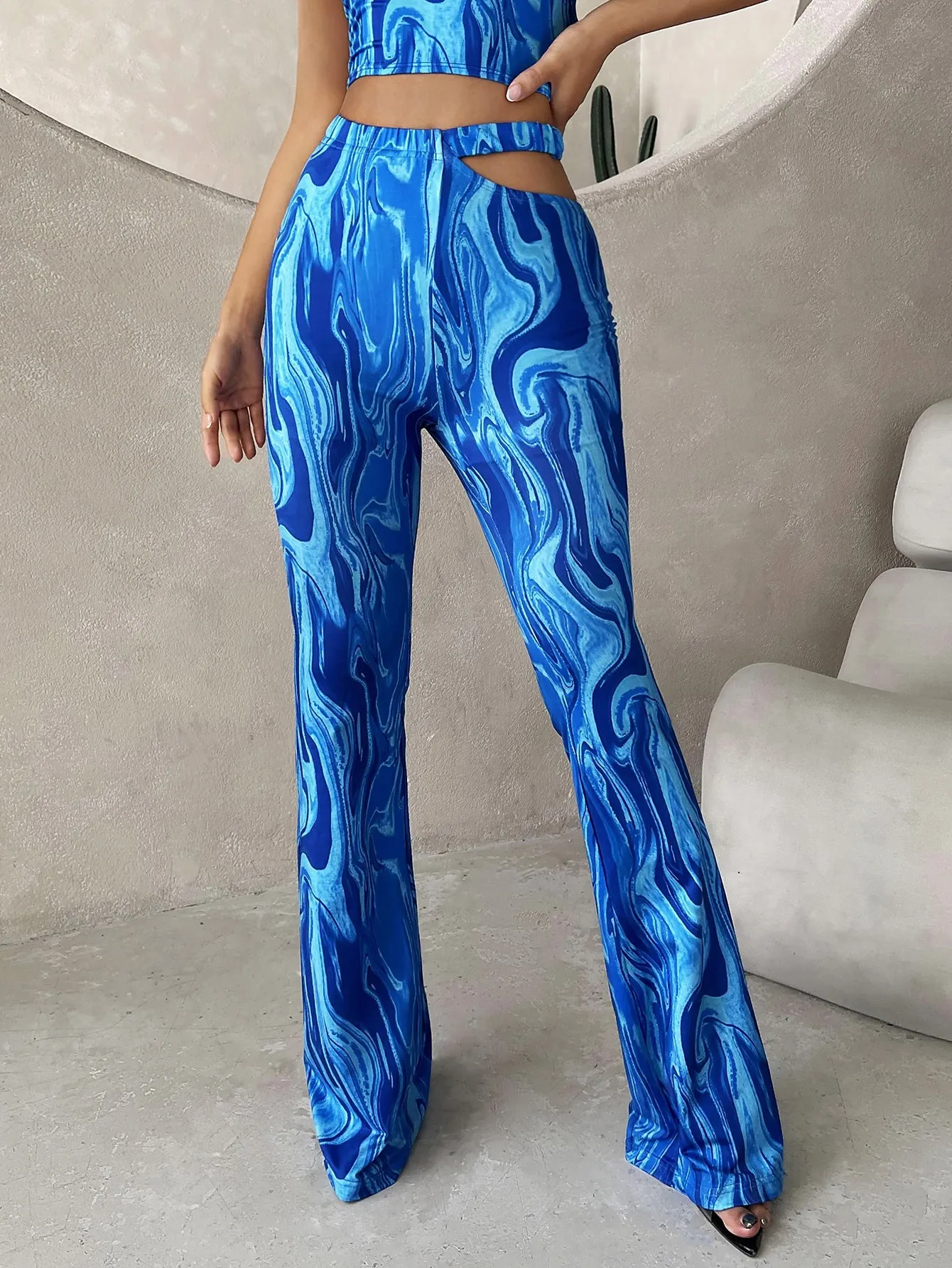 Glamorous Marble High Waist Long Women Pants