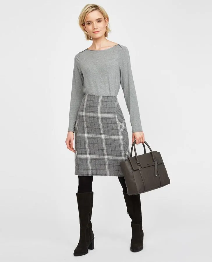 Grey Check A-Line Skirt