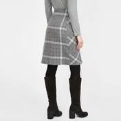 Grey Check A-Line Skirt