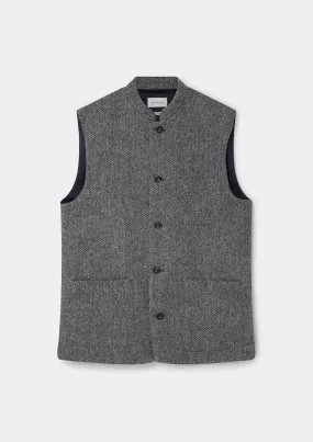 Grey Harris Tweed Nehru Waistcoat