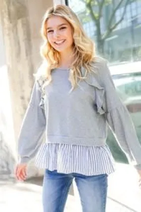 Grey Ruffle Shirt