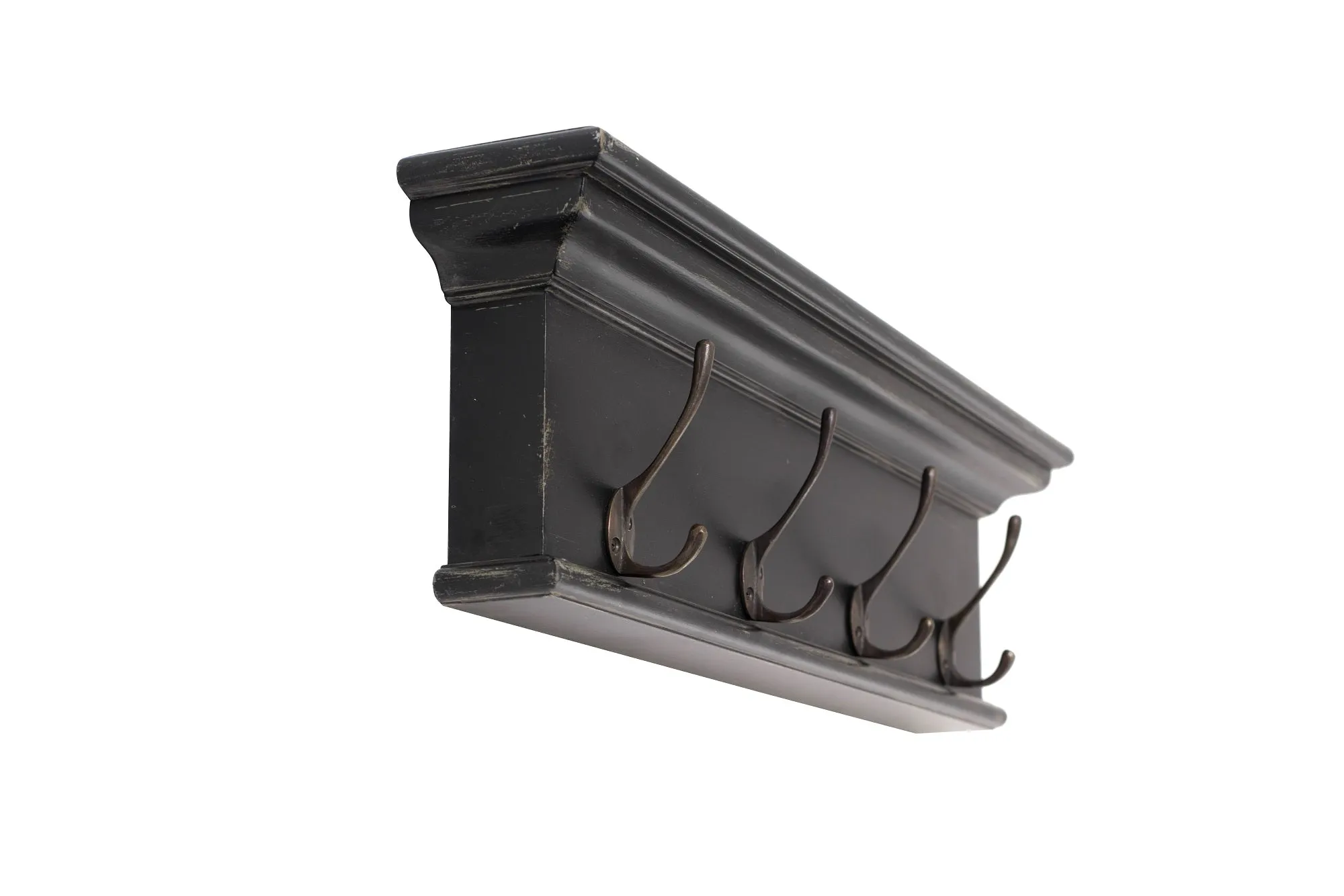 Halifax 4-Hook Coat Rack in Black White Antique