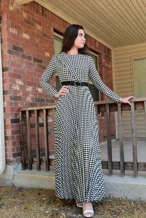 Houndstooth Pleated Dress