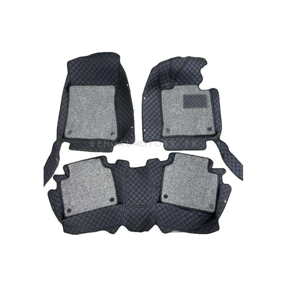 Hyundai Sonata 9D Floor Mats Mix Thread Black With Grey Grass 3 Pcs - Model 2021-2024