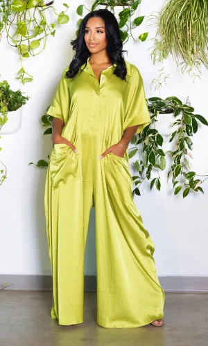 I'm Grown Classy Jumpsuit - Chartreuse