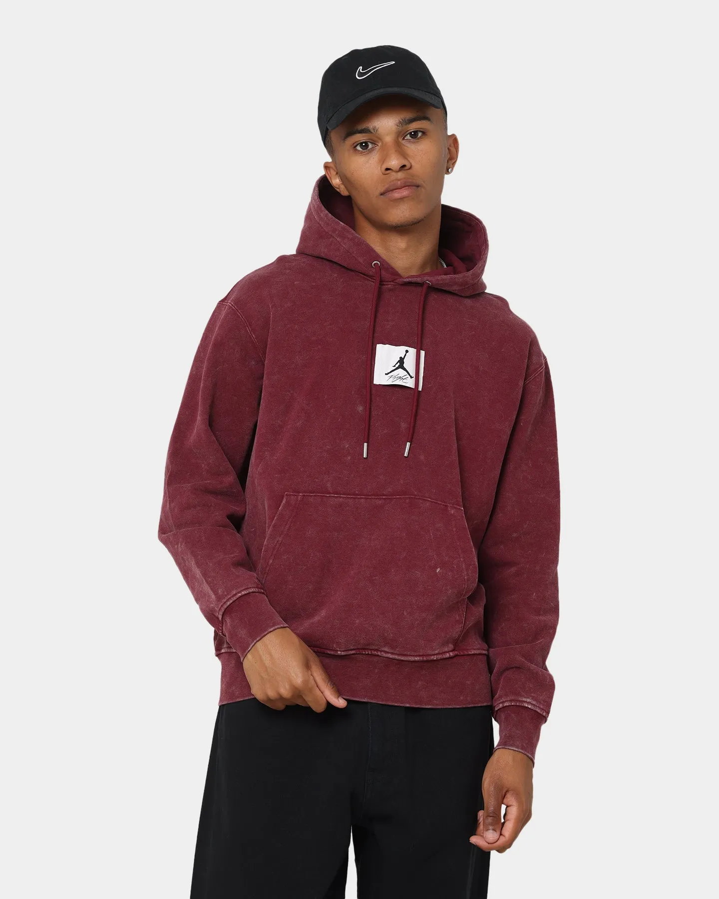 Jordan Essential Statement Washed Fleece Pullover Hoodie Cherrywood Red