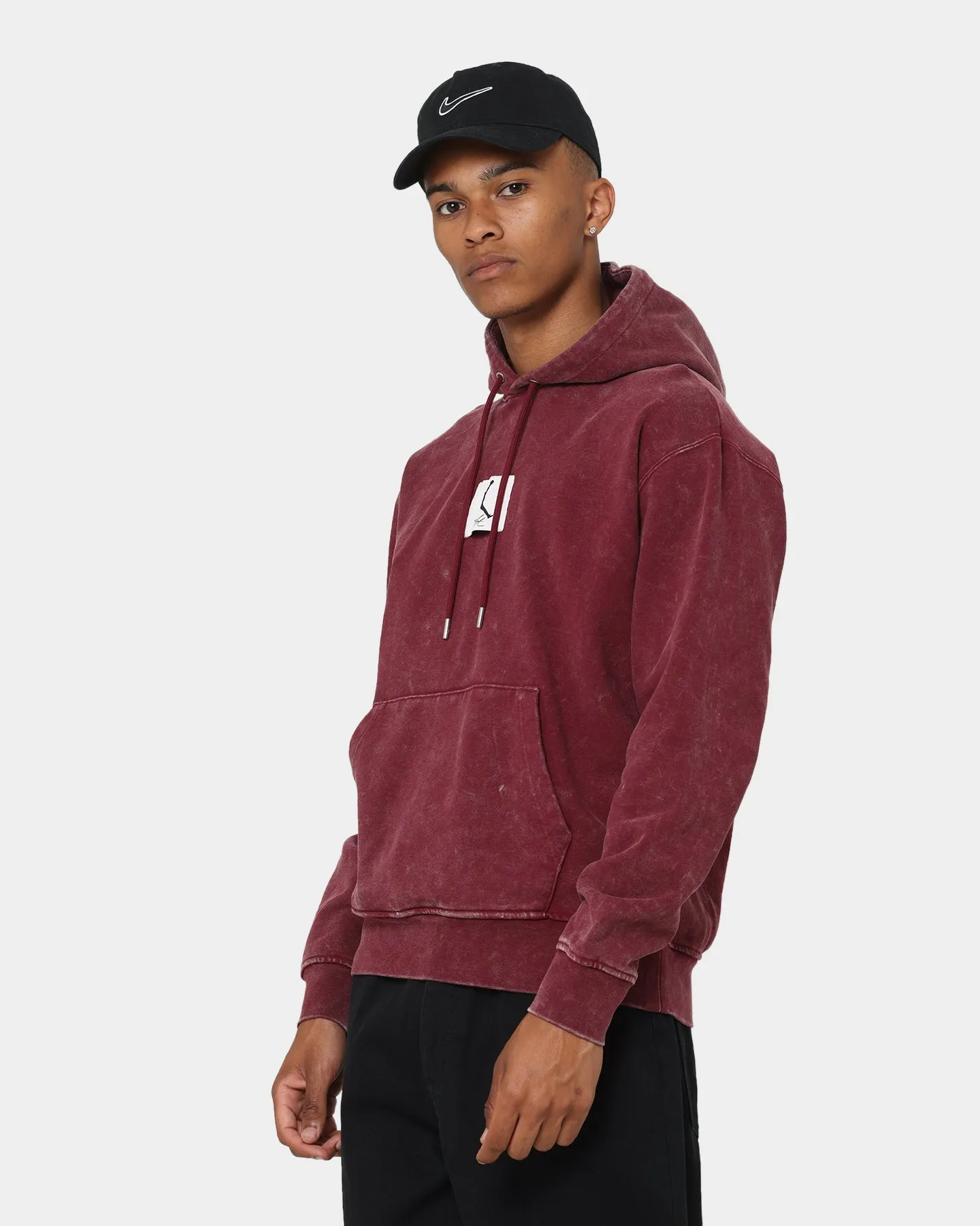 Jordan Essential Statement Washed Fleece Pullover Hoodie Cherrywood Red