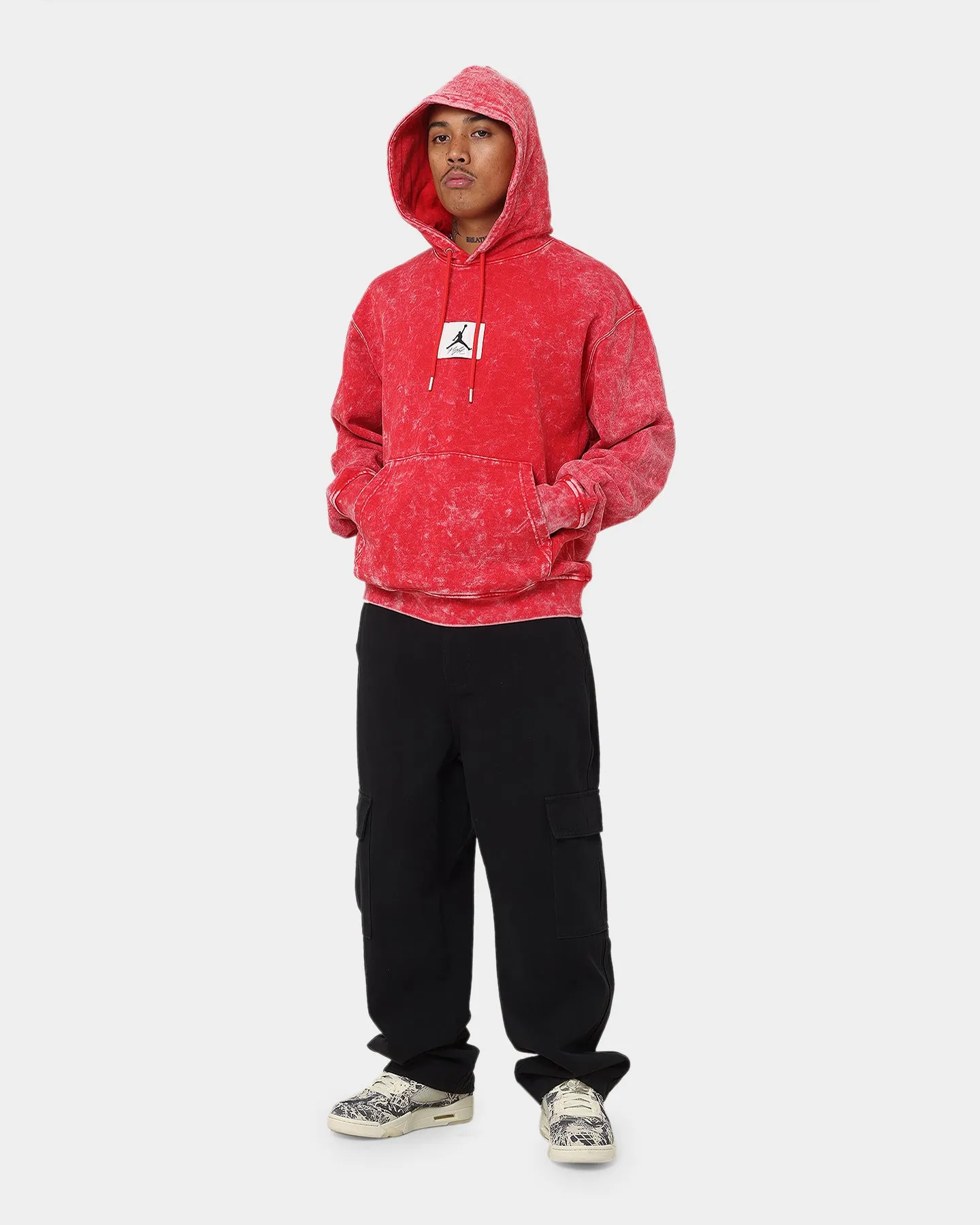 Jordan Essential Statement Washed Fleece Pullover Hoodie Fire Red