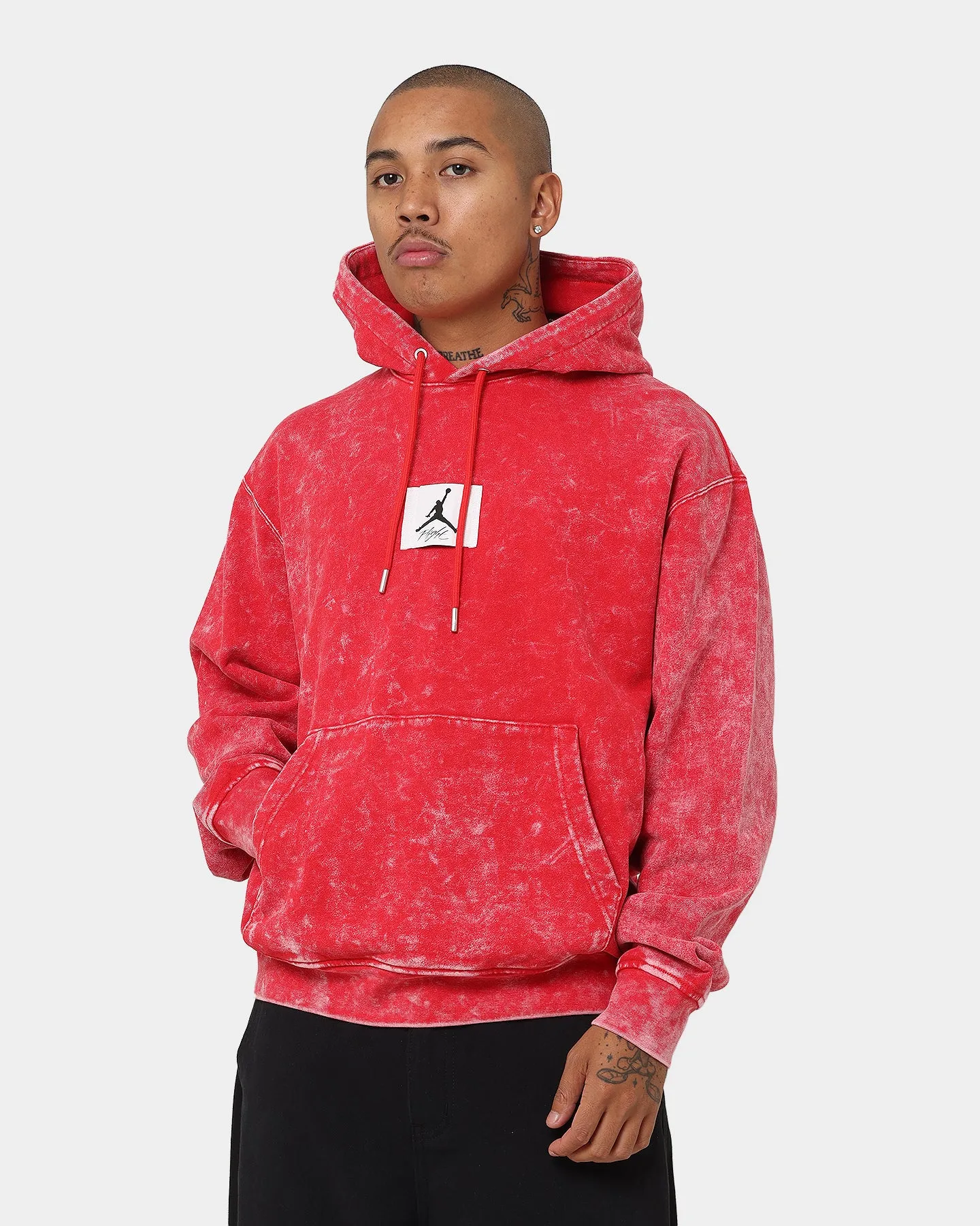 Jordan Essential Statement Washed Fleece Pullover Hoodie Fire Red