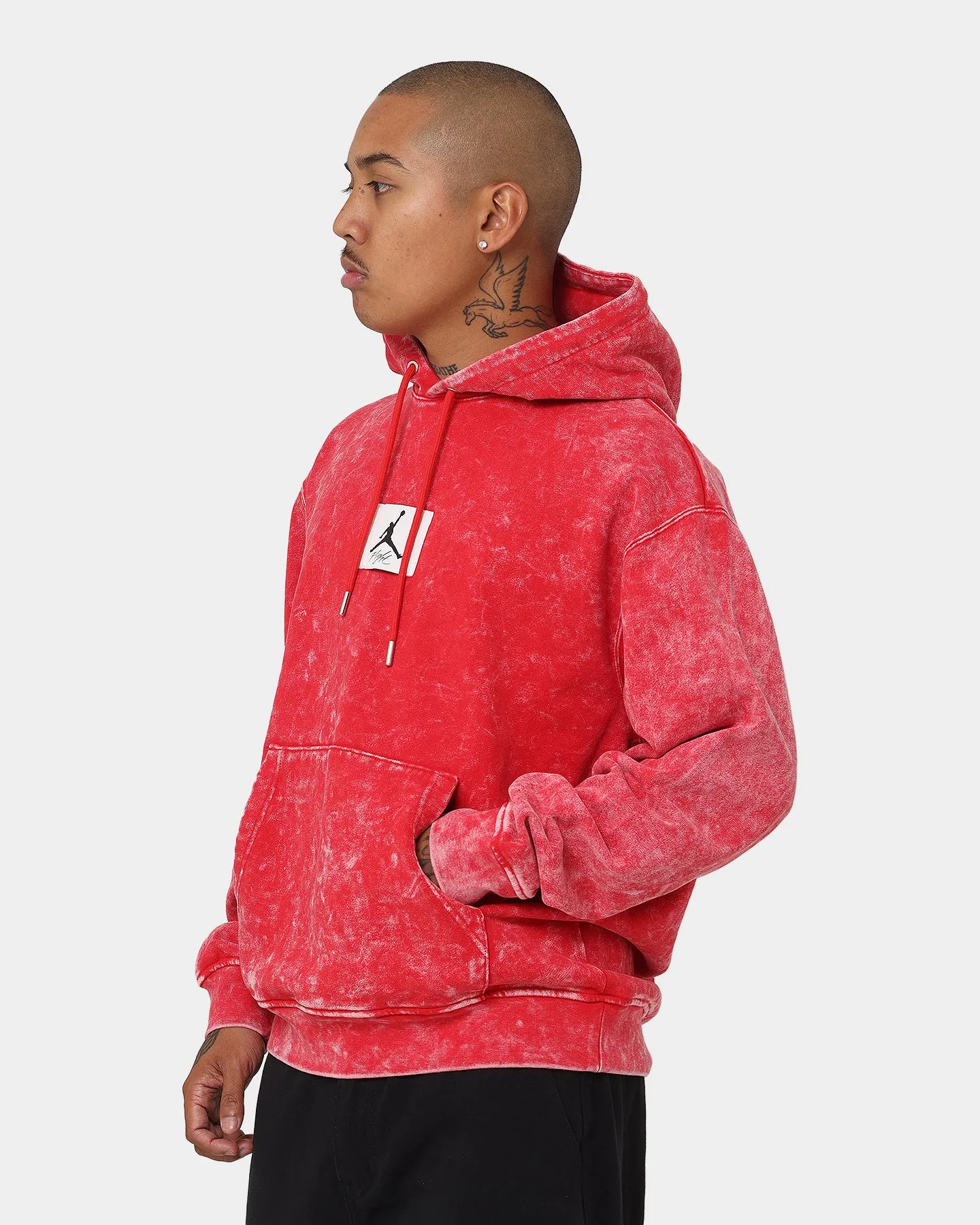 Jordan Essential Statement Washed Fleece Pullover Hoodie Fire Red