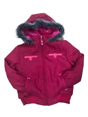 Kids Pelle Pelle Wool Hooded Bomber Jacket - pink