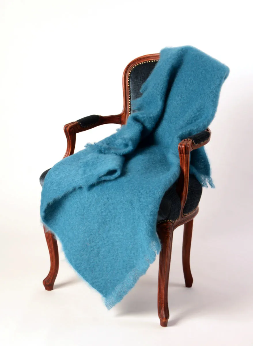 Lake Blue Mohair Chair Throw