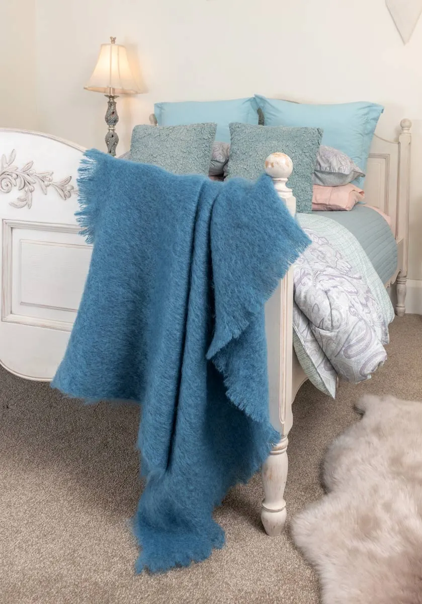 Lake Blue Mohair Chair Throw