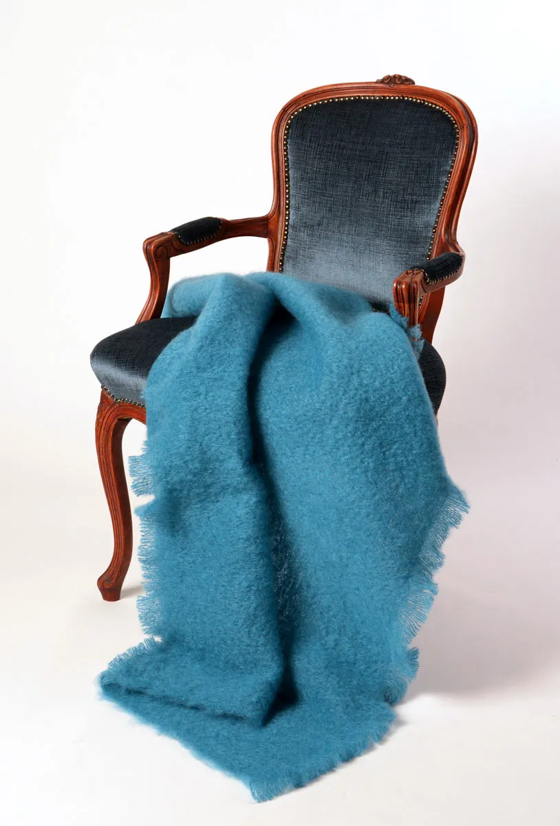 Lake Blue Mohair Chair Throw