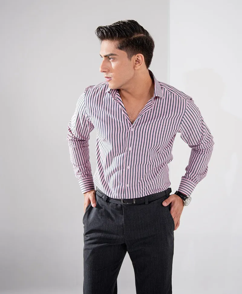 Lavender Stripe Shirt (Slim Fit)