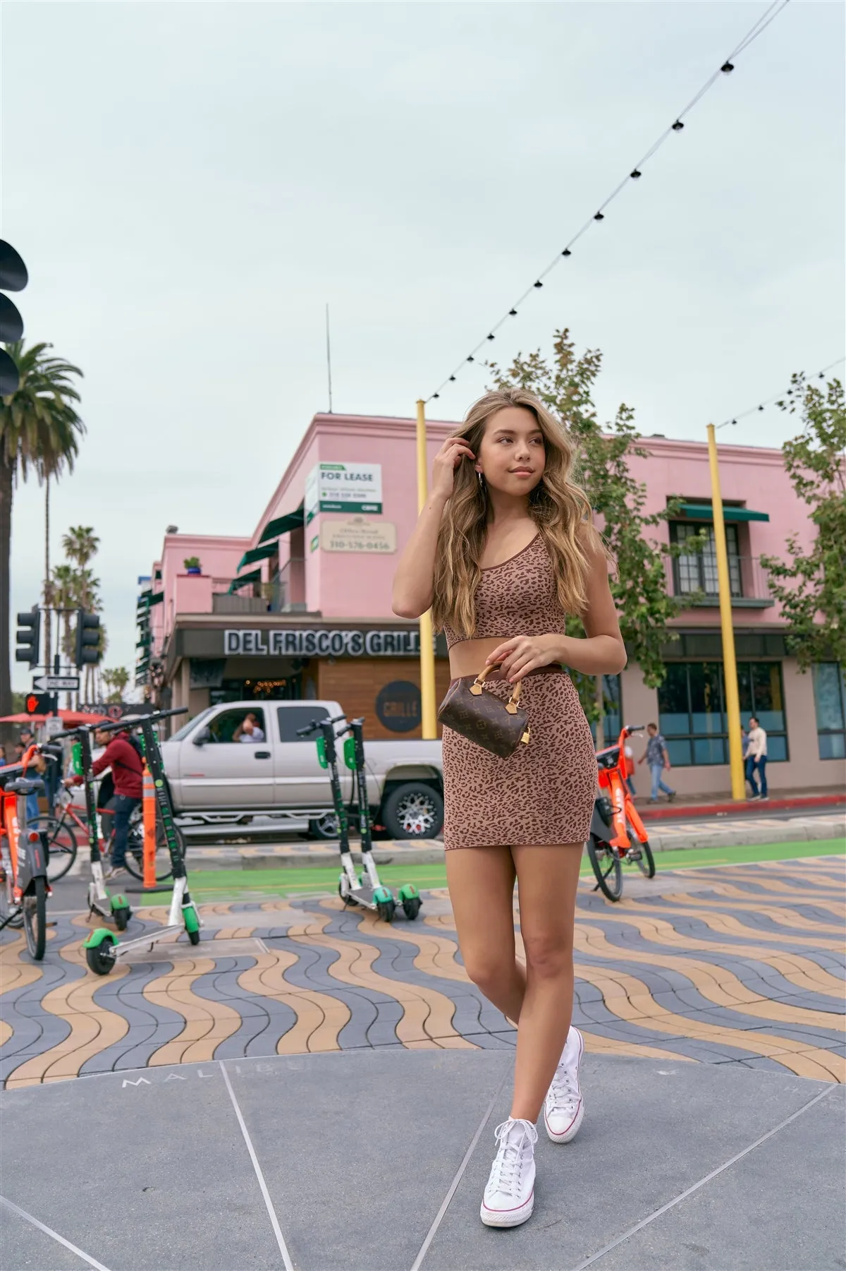 Leopard Print Crop Tank Top & Mini Skirt Set