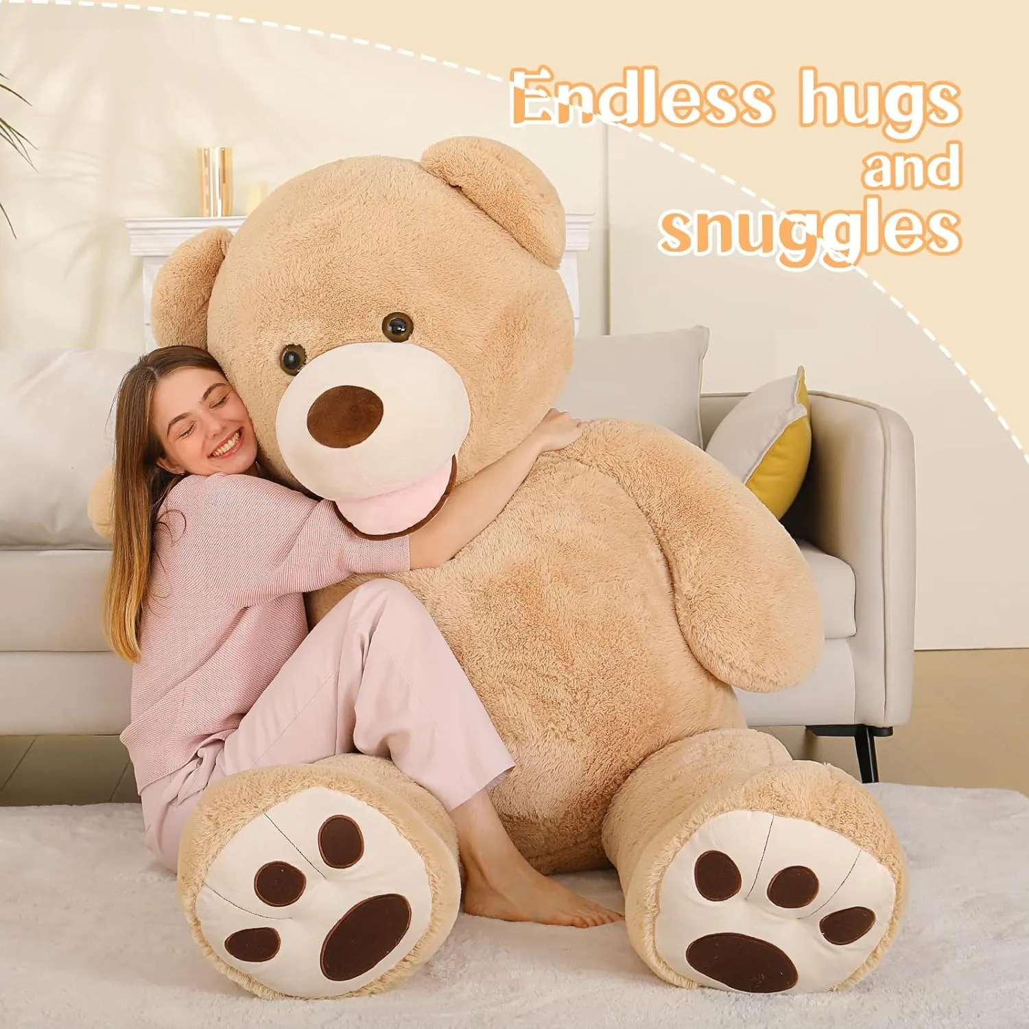 Life Size Teddy Bear Plush Toy, Multicolor, 6/8.5 FT