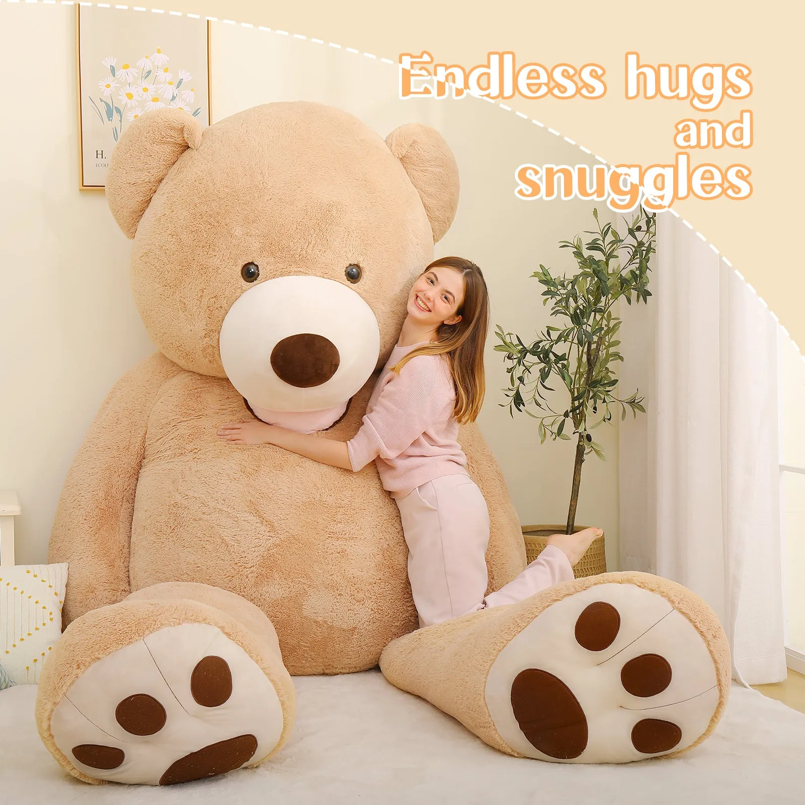 Life Size Teddy Bear Plush Toy, Multicolor, 6/8.5 FT