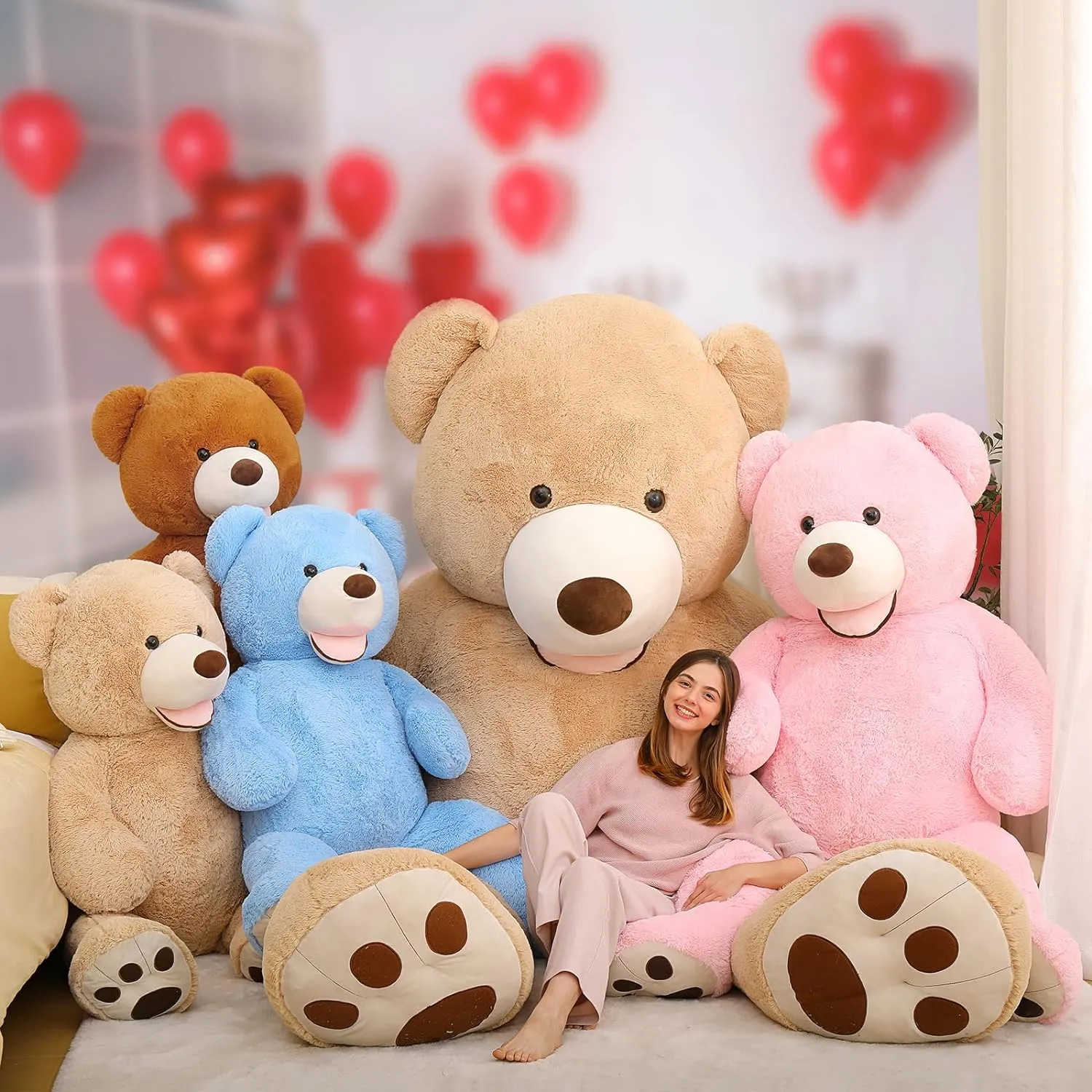 Life Size Teddy Bear Plush Toy, Multicolor, 6/8.5 FT