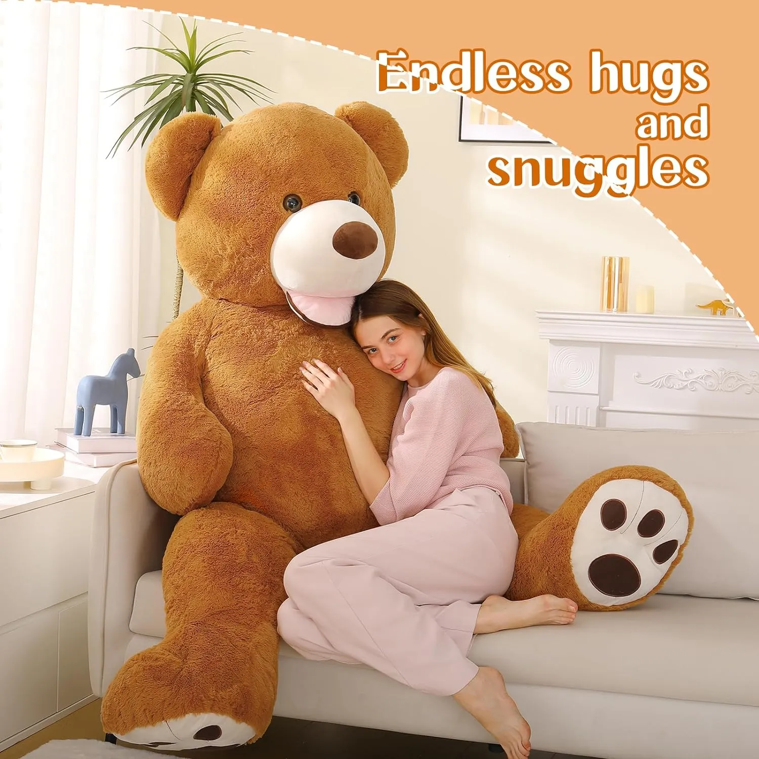 Life Size Teddy Bear Plush Toy, Multicolor, 6/8.5 FT