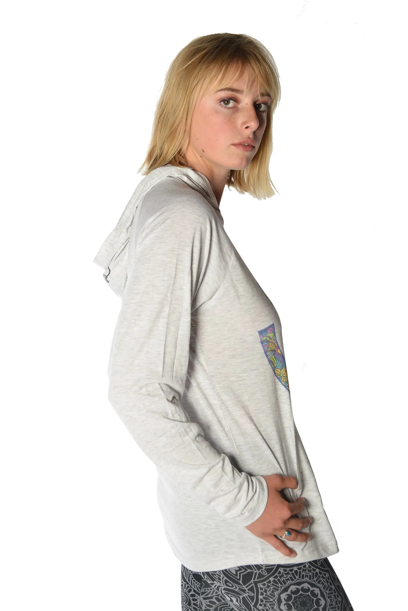 Long Sleeve Pullover Hoodie with Paisley Om