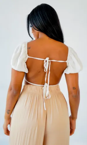 Lorelei | Open Back Embroidered Top - White FINAL SALE