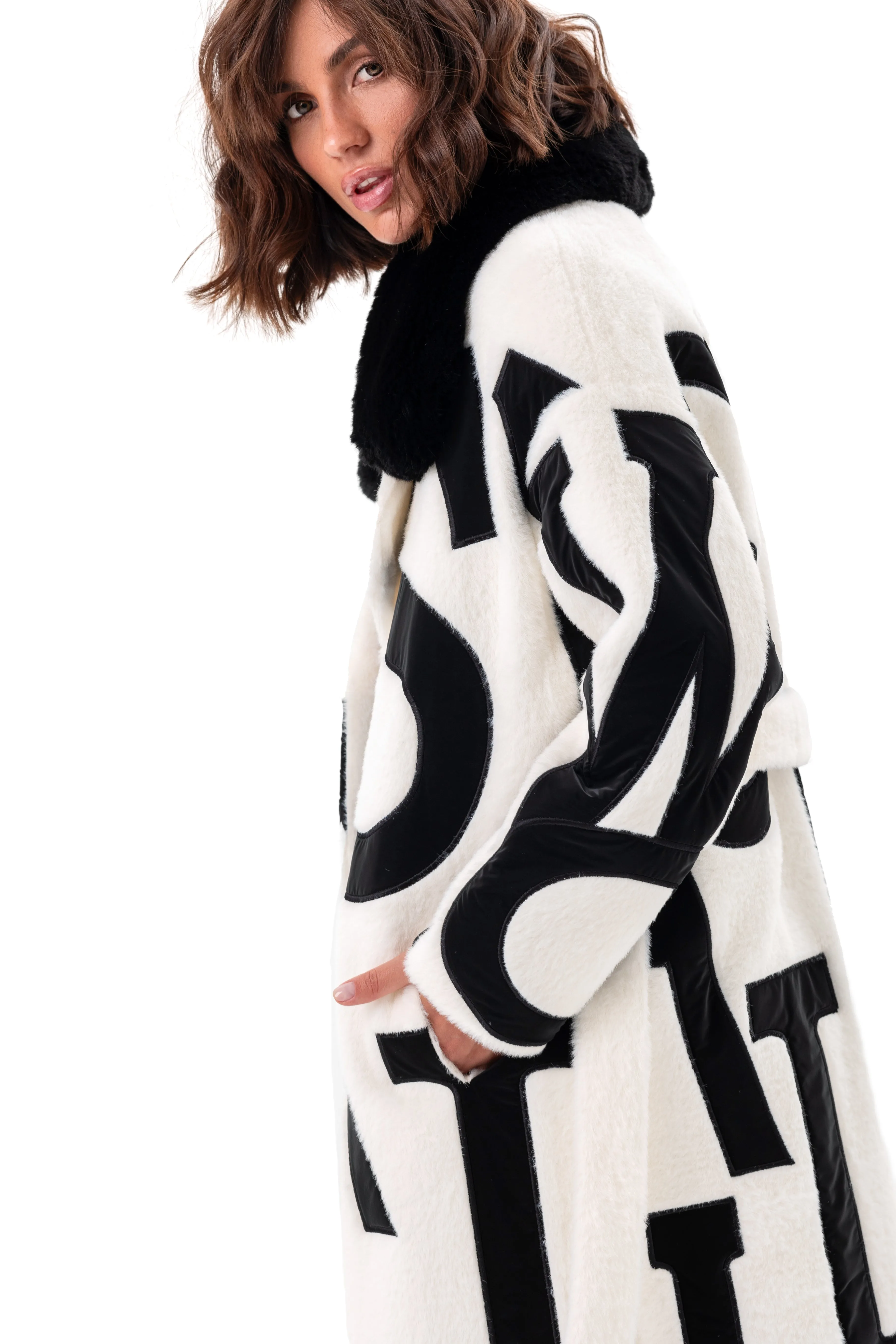 Maru Eco Fur Intarsia Winter Coat