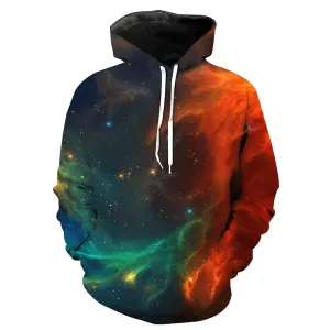 Men's 3D Ombre Galaxy Print Pullover Drawstring Hoodie