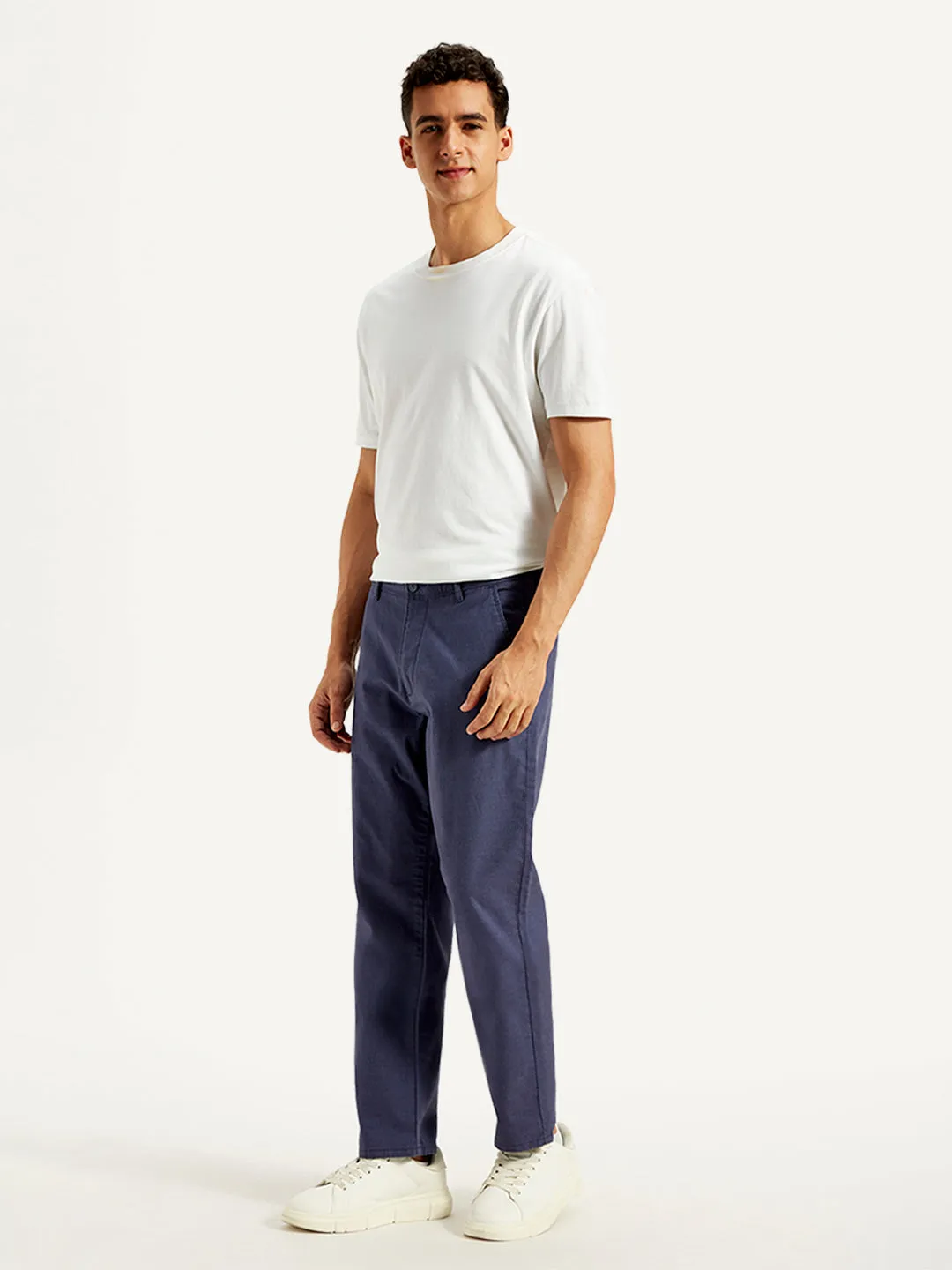 Men's Blue Straight Fit Chinos