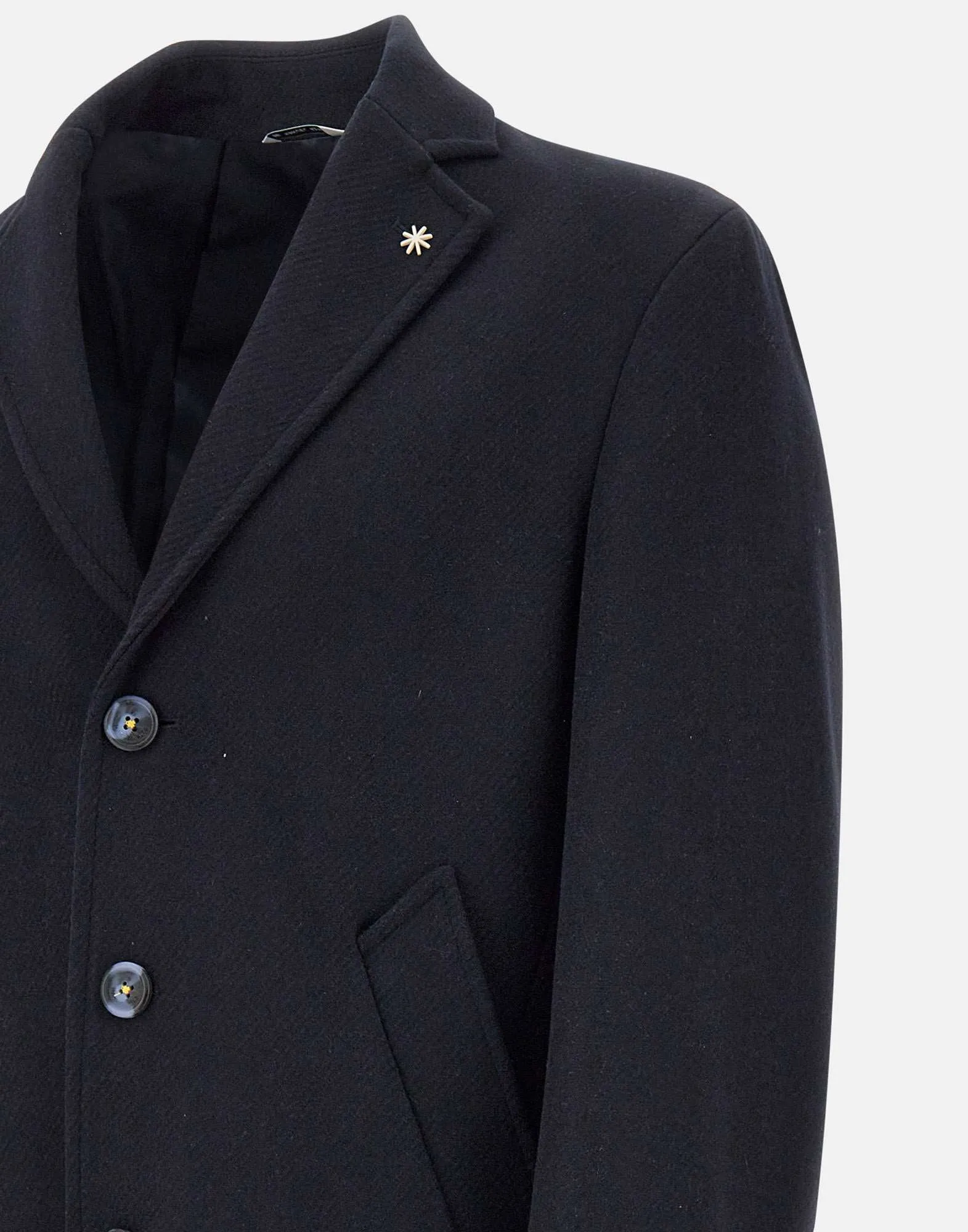 Men's Blue Textured Wool Blend Coat