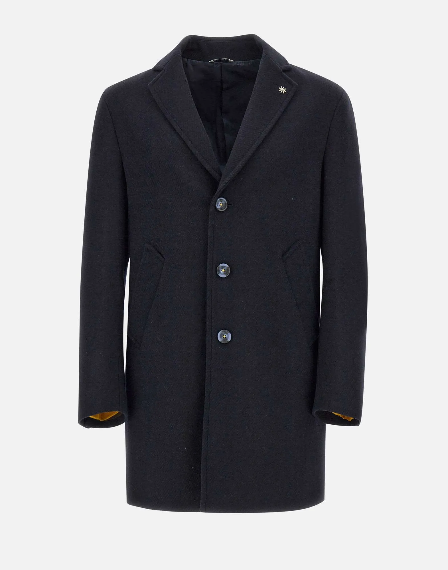 Men's Blue Textured Wool Blend Coat