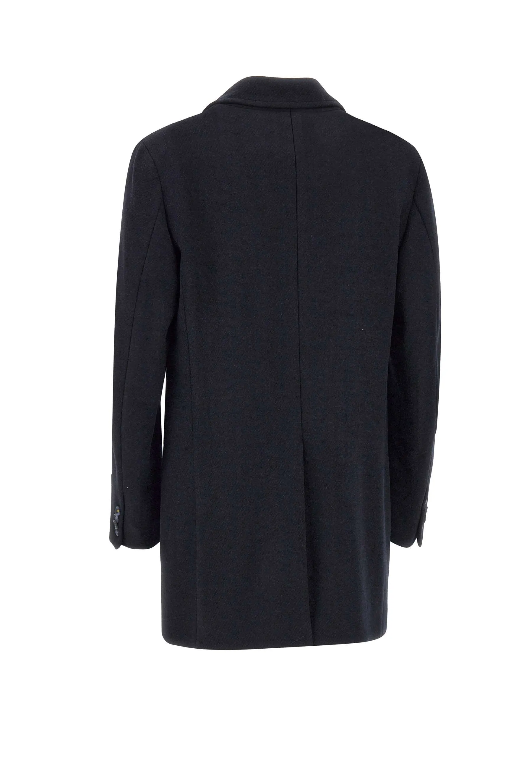 Men's Blue Textured Wool Blend Coat