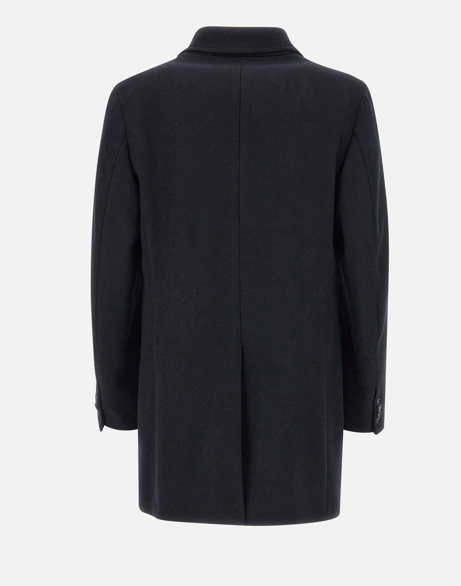 Men's Blue Textured Wool Blend Coat