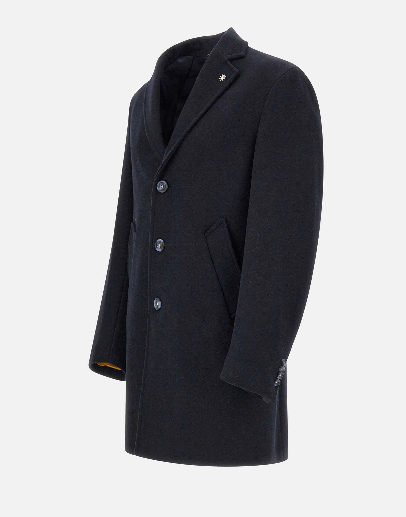 Men's Blue Textured Wool Blend Coat