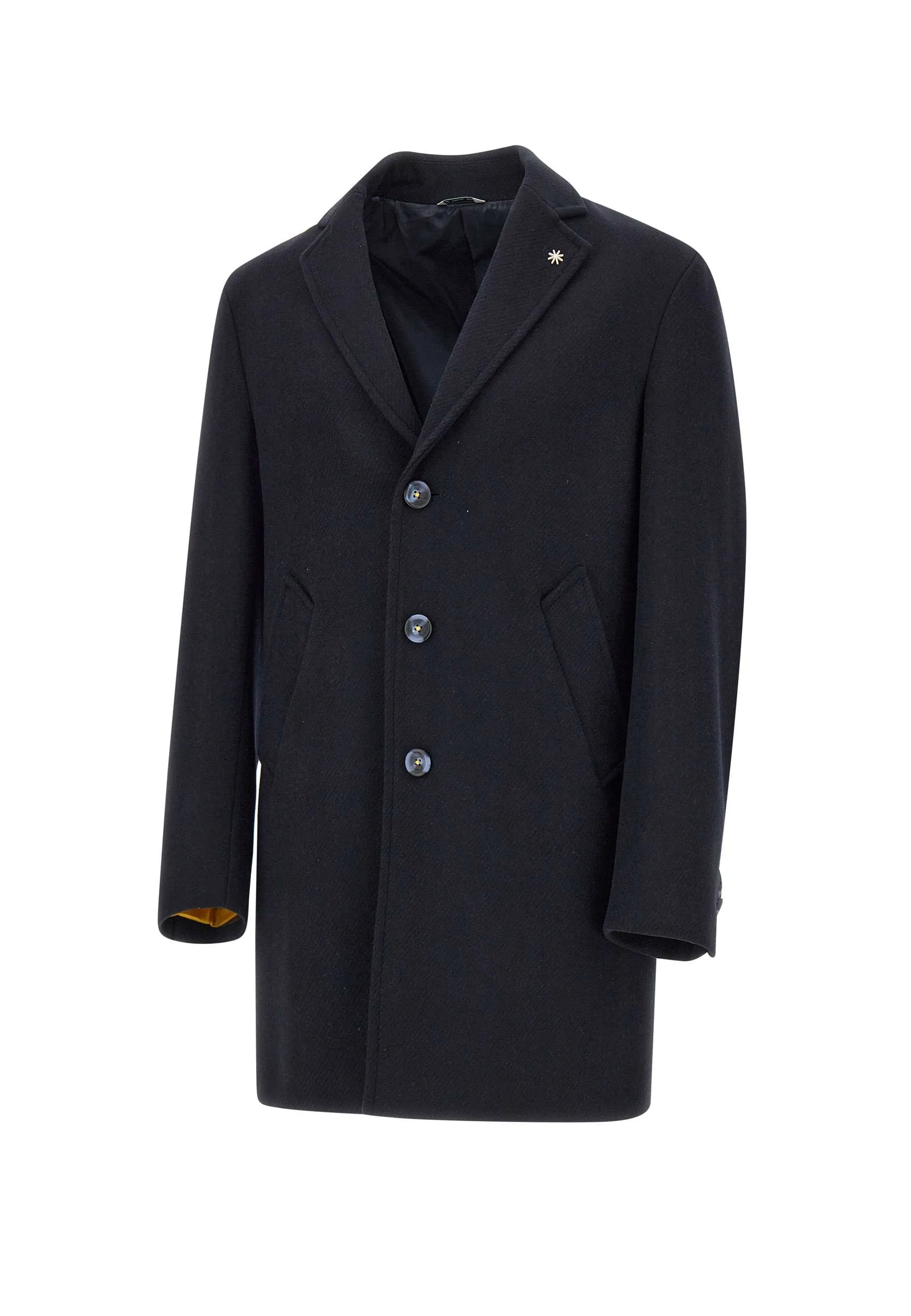 Men's Blue Textured Wool Blend Coat