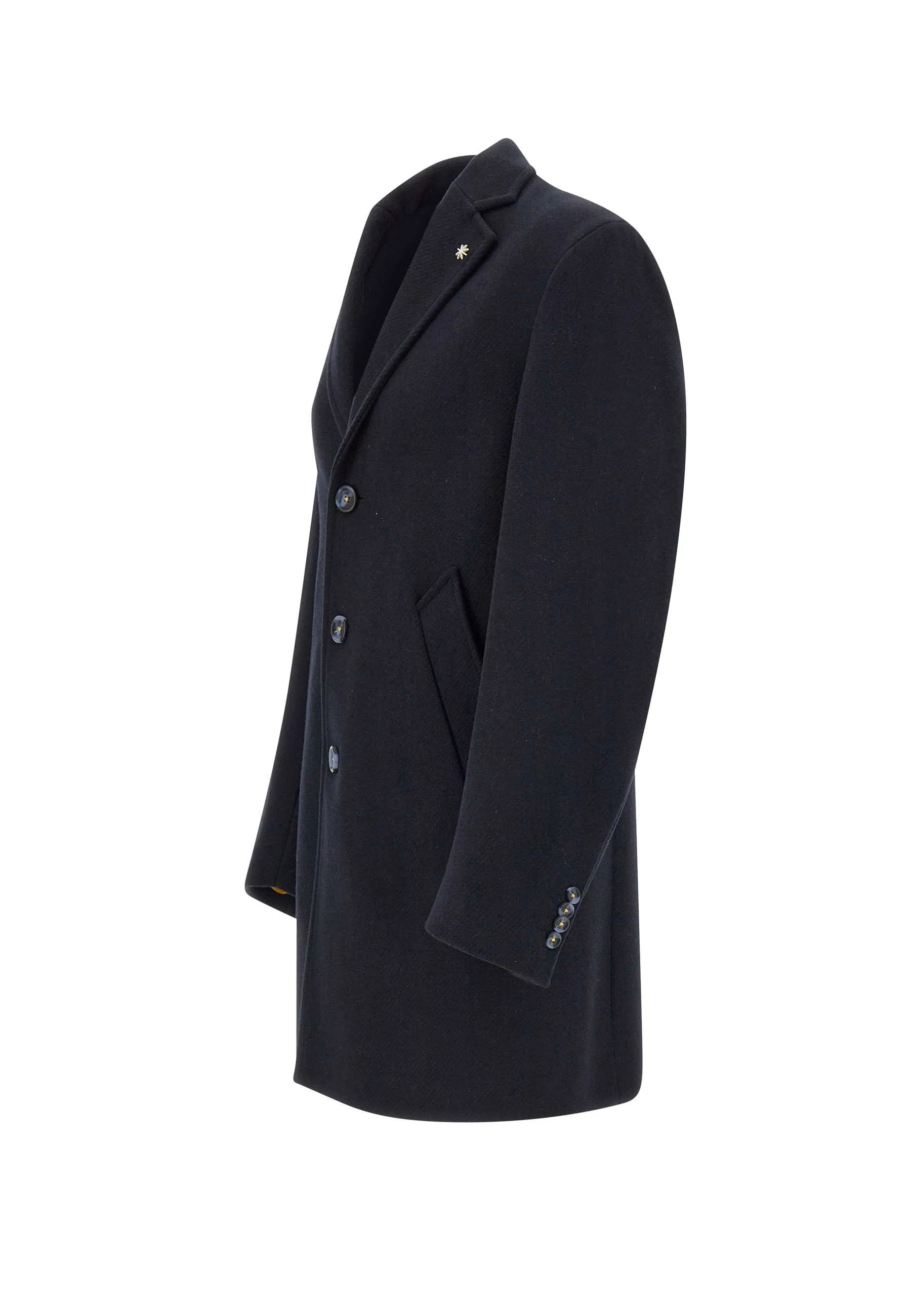 Men's Blue Textured Wool Blend Coat