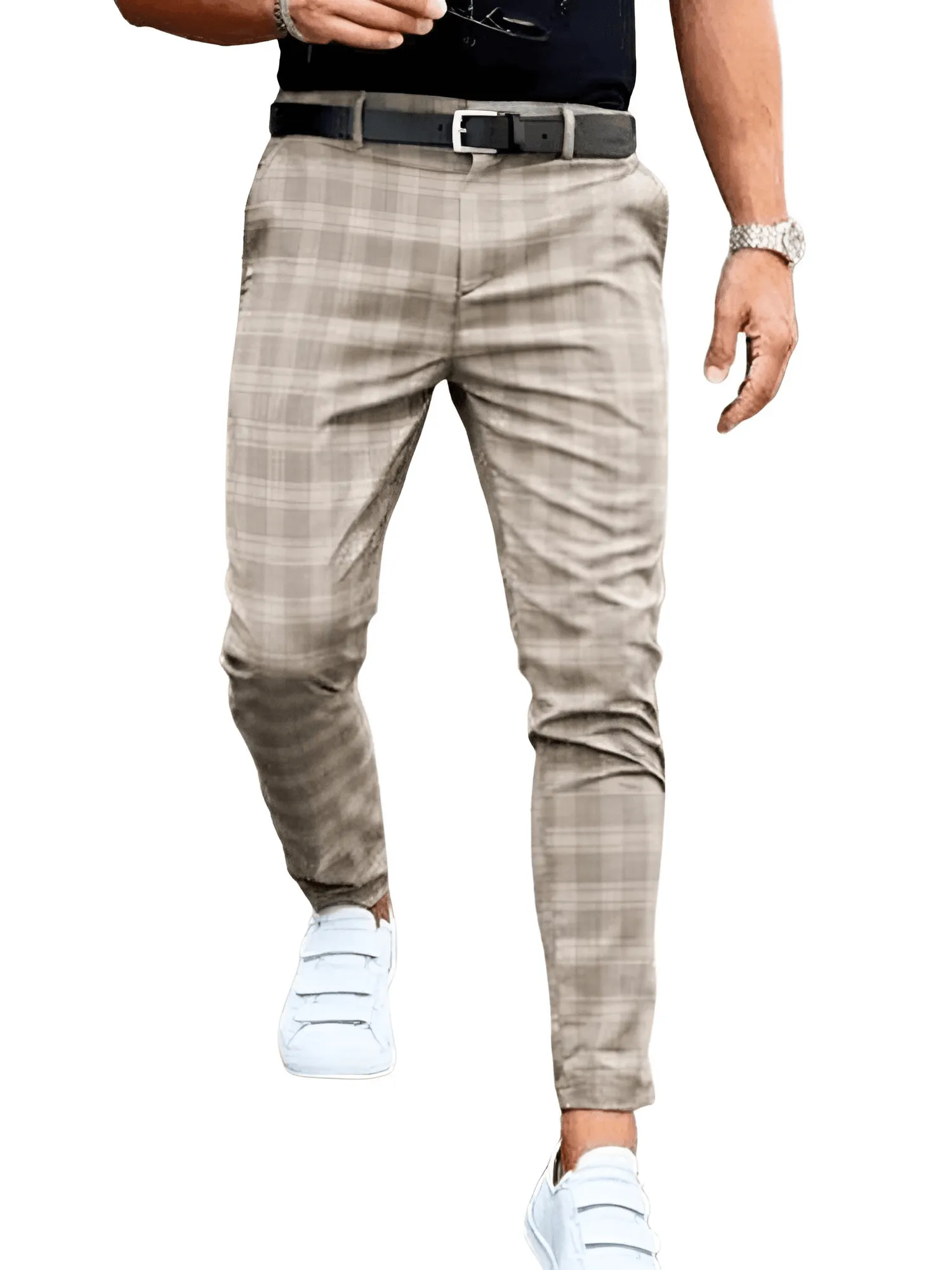 Men's Fashion Plaid Printed Pencil Pants