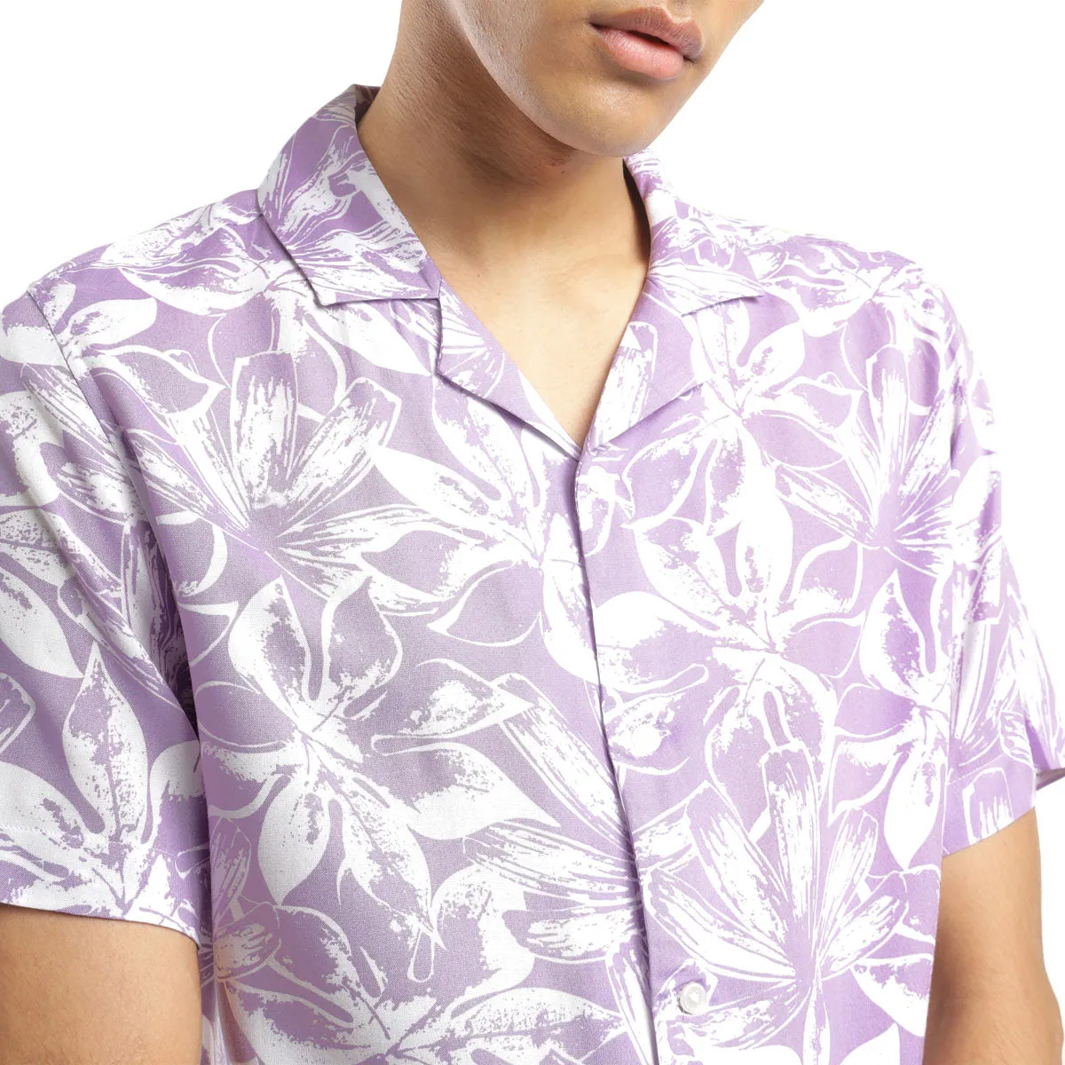 Men's Floral Print Camp Shirt