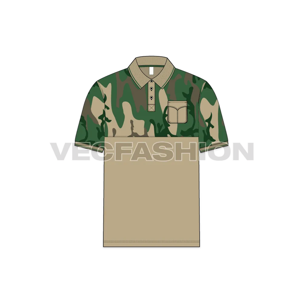 Mens Hunter Polo Shirt with Camouflage Print