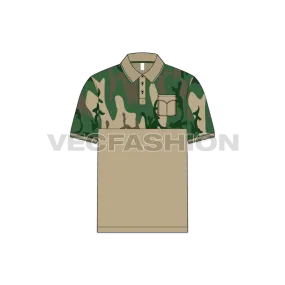 Mens Hunter Polo Shirt with Camouflage Print