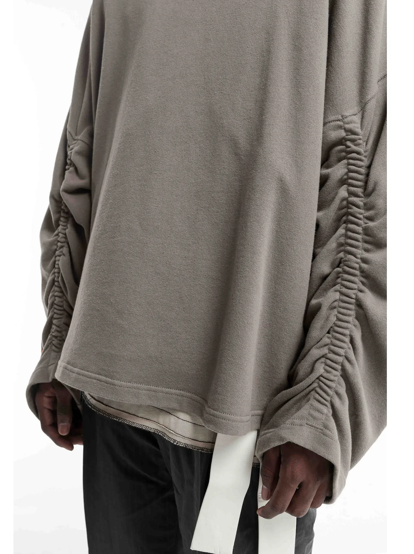 Men's Military Relaxed Winter Oversized Pullover Hoodie / Stich Lines on the Side Ways Sleeves / Back to School