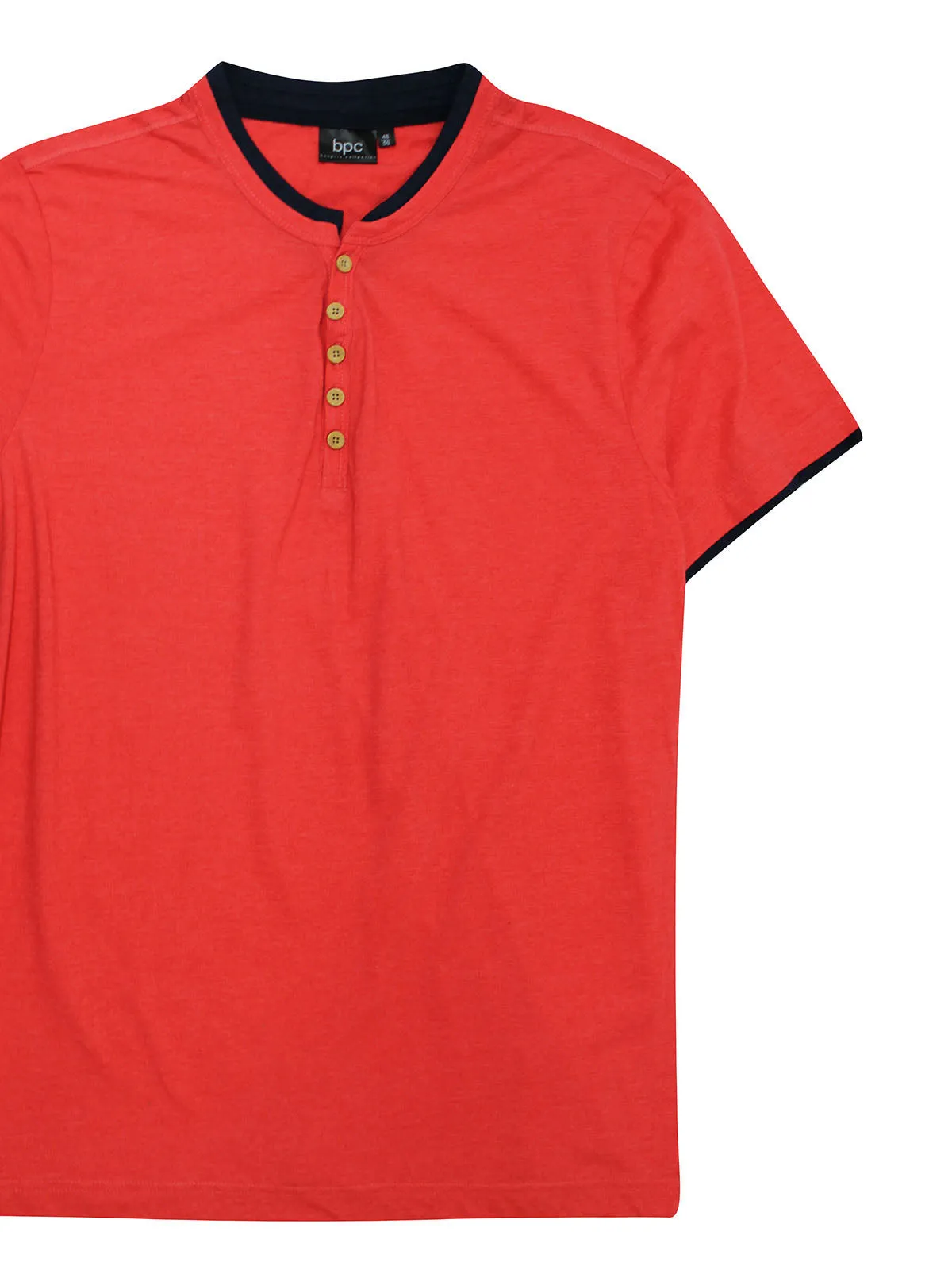 Men's Pure Cotton Henley Neck T-Shirt with Fringes